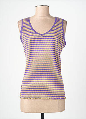 Débardeur col v sans manche violet BLANC BOHEME femme