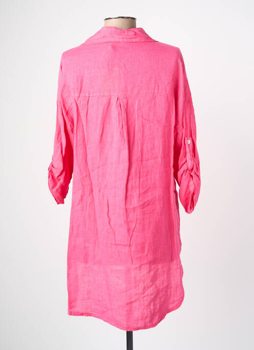 Tunique manches longues col chemisier rose BLANC BOHEME femme
