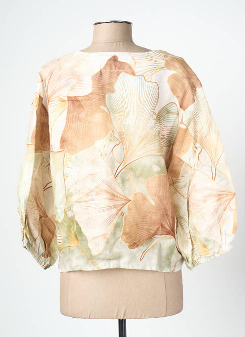 Top imprimé fantaisie manches 3/4 vert BLANC BOHEME femme