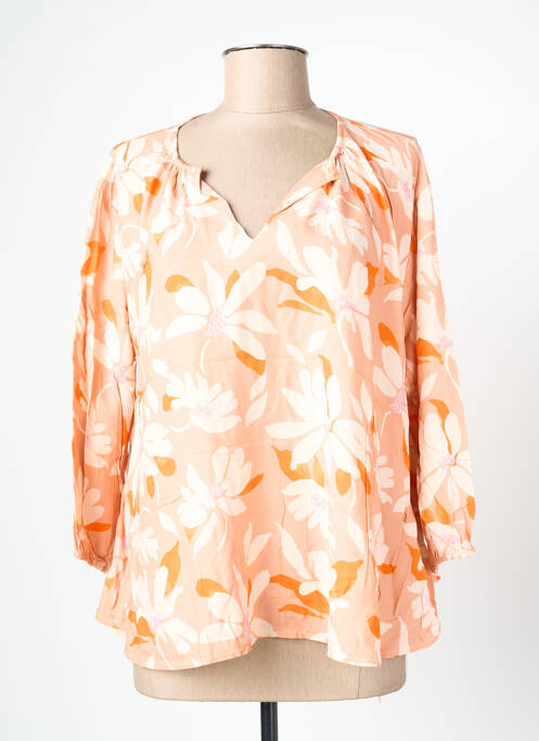 Blouse tissage popeline manches 3/4 orange BLANC BOHEME femme