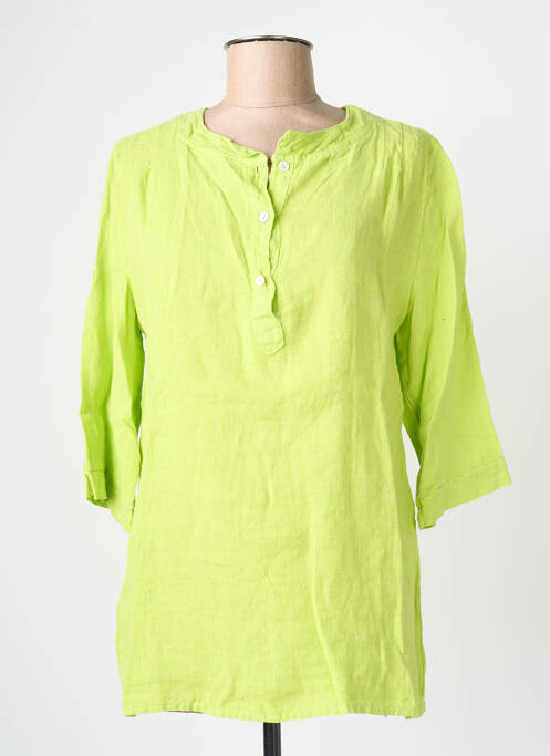 Top col rond manches 3/4 vert BLANC BOHEME femme