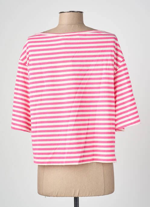 T-shirt manches 3/4 manches 3/4 rose BLANC BOHEME femme