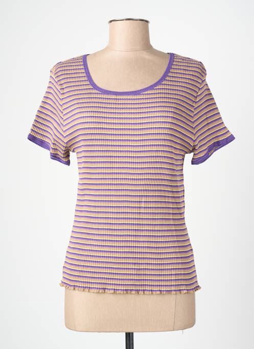 T-shirt coupe cintrée manches courtes violet BLANC BOHEME femme