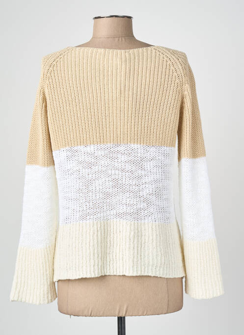 Pull maille ajourée manches longues beige BLANC BOHEME femme