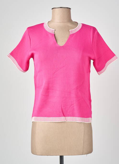 T-shirt stretch manches courtes rose BLANC BOHEME femme