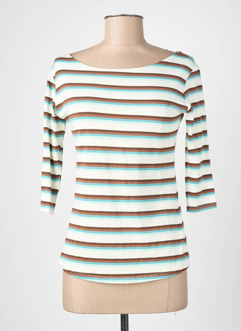 T-shirt manches 3/4 manches 3/4 bleu BLANC BOHEME femme