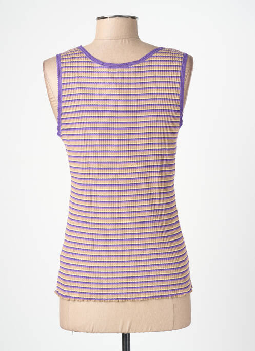 Débardeur col v sans manche violet BLANC BOHEME femme