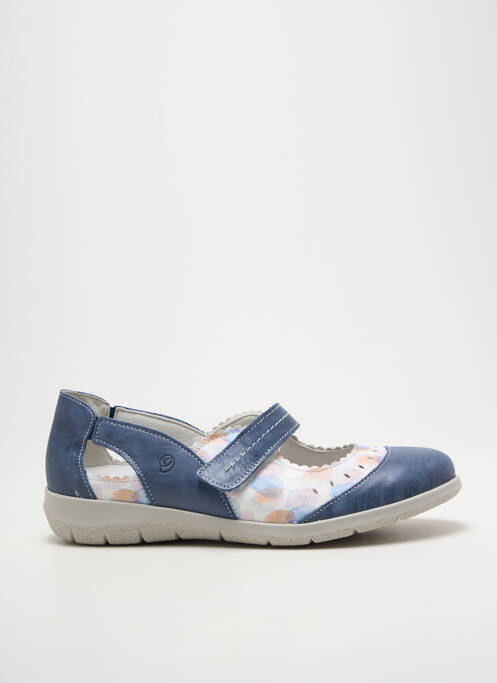 Ballerines fermeture scratch talon plat jusqu'à 3cm bleu SUAVE femme