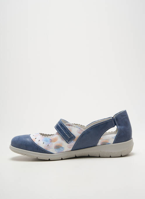 Ballerines fermeture scratch talon plat jusqu'à 3cm bleu SUAVE femme