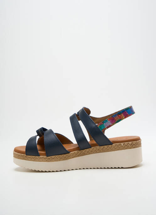 Sandales/nu pieds tissage satiné talon de 4 à 6cm bleu JORDANA femme