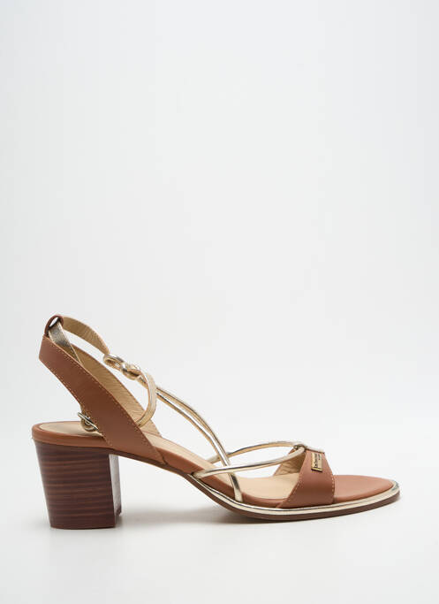 Sandales/nu pieds tissage satiné talon de 7 à 9cm or LES TROPEZIENNES PAR M.BELARBI femme