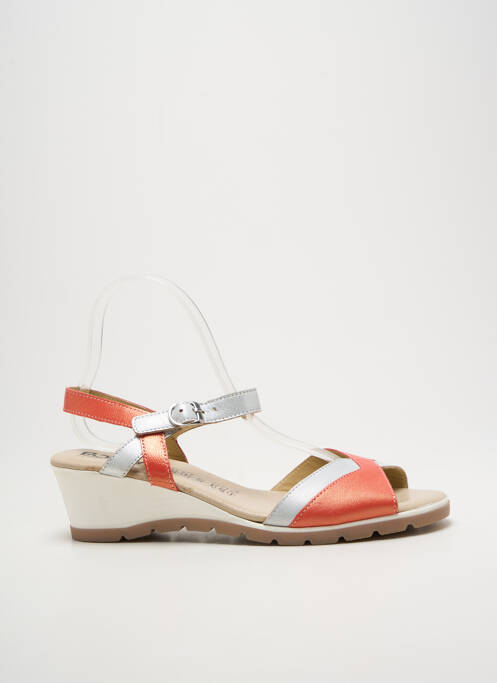 Sandales/nu pieds tissage satiné talon de 4 à 6cm orange BOISSY femme