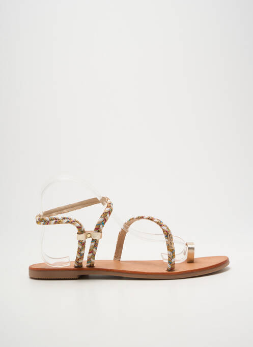 Tongs tissage satiné talon plat jusqu'à 3cm argent LES TROPEZIENNES PAR M.BELARBI femme