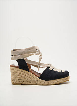 Espadrilles fermeture lacets talon de 7 à 9cm noir LA MAISON DE L'ESPADRILLE femme