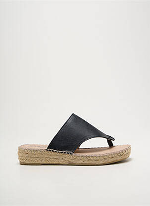Tongs bout ouvert talon plat jusqu'à 3cm noir LA MAISON DE L'ESPADRILLE femme