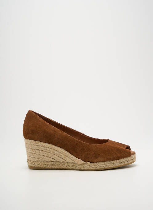 Espadrilles bout ouvert talon de 7 à 9cm marron LA MAISON DE L'ESPADRILLE femme