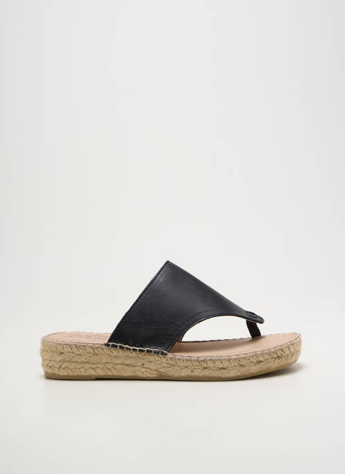 Tongs bout ouvert talon plat jusqu'à 3cm noir LA MAISON DE L'ESPADRILLE femme