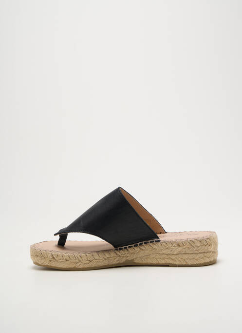 Tongs bout ouvert talon plat jusqu'à 3cm noir LA MAISON DE L'ESPADRILLE femme