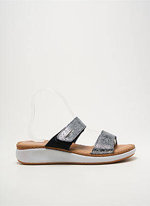 Mules/sabots tissage satiné talon de 4 à 6cm argent FLY FLOT femme