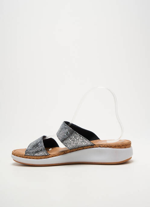 Mules/sabots tissage satiné talon de 4 à 6cm argent FLY FLOT femme