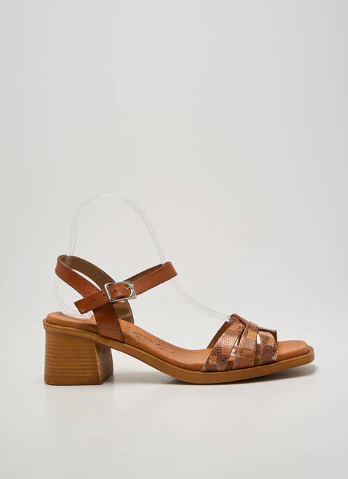 Sandales/nu pieds tissage satiné talon de 4 à 6cm marron JORDANA femme