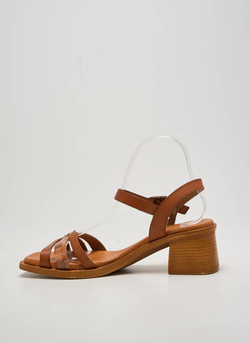 Sandales/nu pieds tissage satiné talon de 4 à 6cm marron JORDANA femme