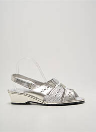 Sandales/nu pieds tissage satiné talon de 4 à 6cm argent BOISSY femme