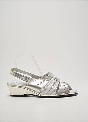 Sandales/nu pieds tissage satiné talon de 4 à 6cm argent BOISSY femme