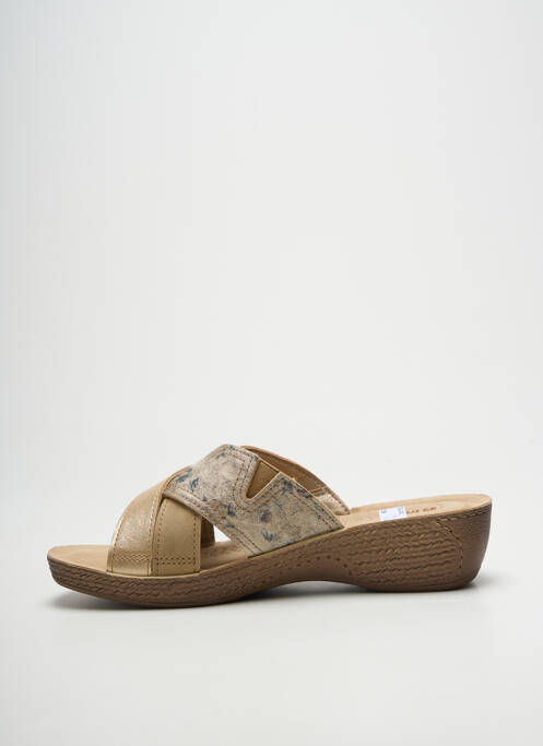 Mules/sabots bout ouvert talon de 4 à 6cm beige INBLU femme
