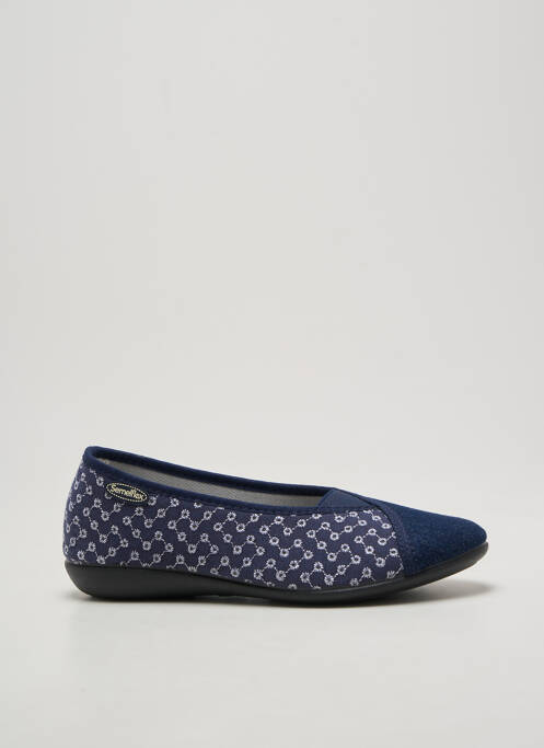Chaussons/pantoufles bout rond talon plat jusqu'à 3cm bleu SEMELFLEX femme