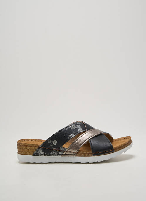 Mules/sabots tissage satiné talon plat jusqu'à 3cm noir INBLU femme