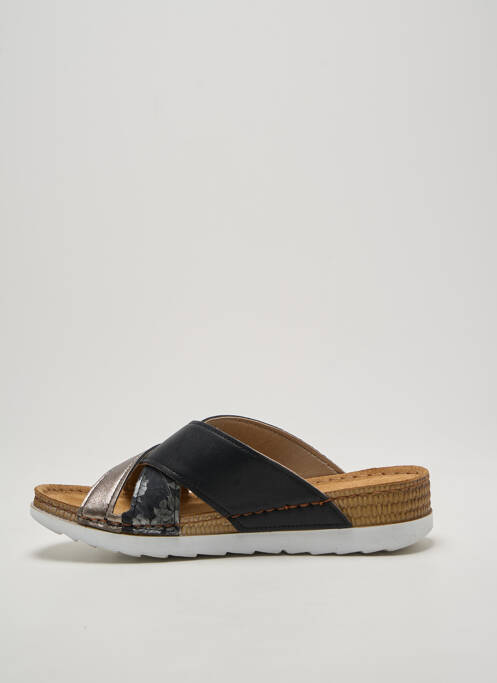 Mules/sabots tissage satiné talon plat jusqu'à 3cm noir INBLU femme