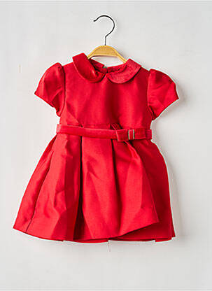 Robe mi-longue col claudine manches courtes rouge MAYORAL fille