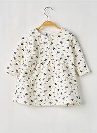Robe mi-longue col rond manches longues blanc PETIT BATEAU fille
