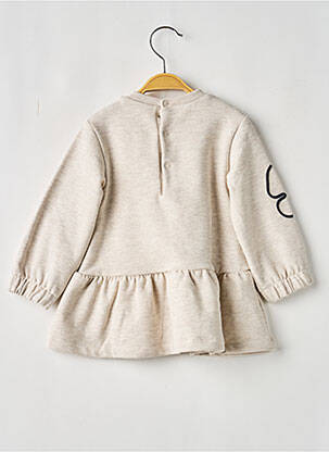 Robe mi-longue col rond manches longues beige MAYORAL fille