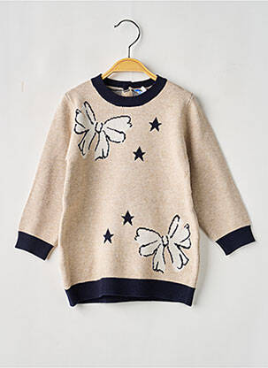 Robe pull resserrée sur le bas manches longues beige MAYORAL fille
