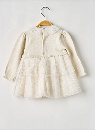 Robe mi-longue col claudine manches longues beige MAYORAL fille