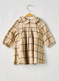 Robe mi-longue col claudine manches longues beige NOUKIE'S fille