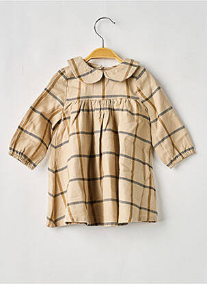 Robe mi-longue col claudine manches longues beige NOUKIE'S fille