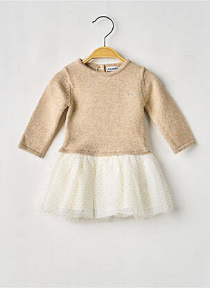 Robe mi-longue col rond manches longues or NOUKIE'S fille