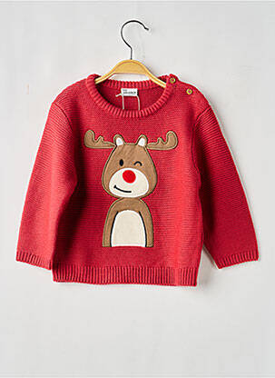 Pull broderie manches longues rouge LOSAN garçon