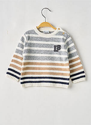 Pull col rond manches longues gris LOSAN garcon