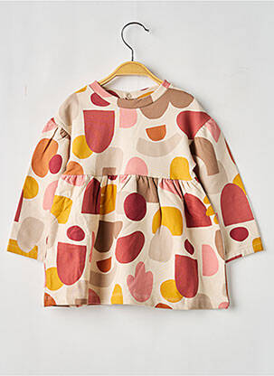 Robe mi-longue col rond manches longues beige MAYORAL fille