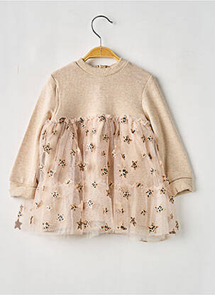 Robe mi-longue fermeture zippée au dos manches longues beige MAYORAL fille