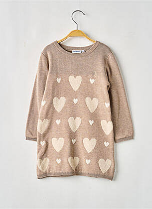Robe pull imprimé fantaisie manches longues beige NOUKIE'S fille