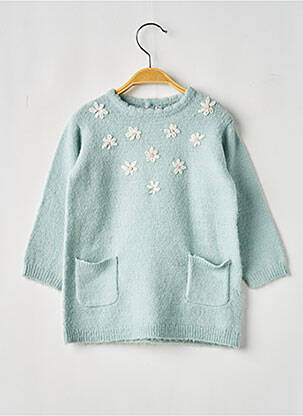 Robe pull broderie manches longues bleu LOSAN fille