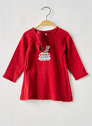 Robe pull broderie manches longues rouge MAYORAL fille