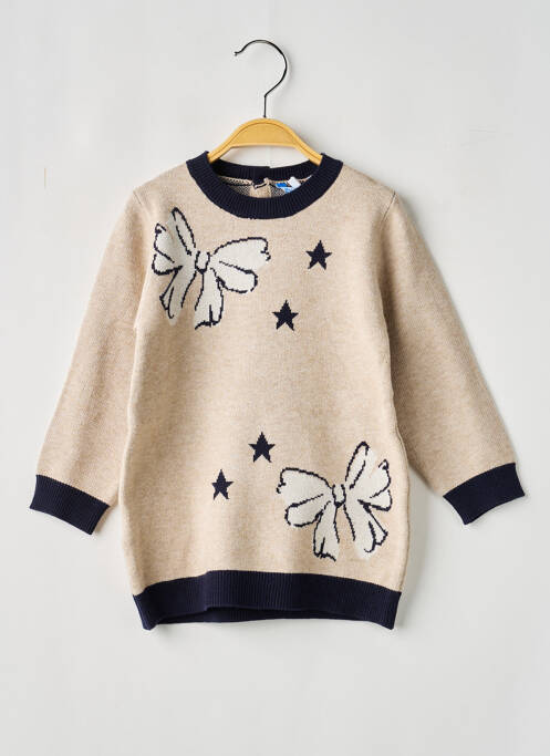 Robe pull resserrée sur le bas manches longues beige MAYORAL fille