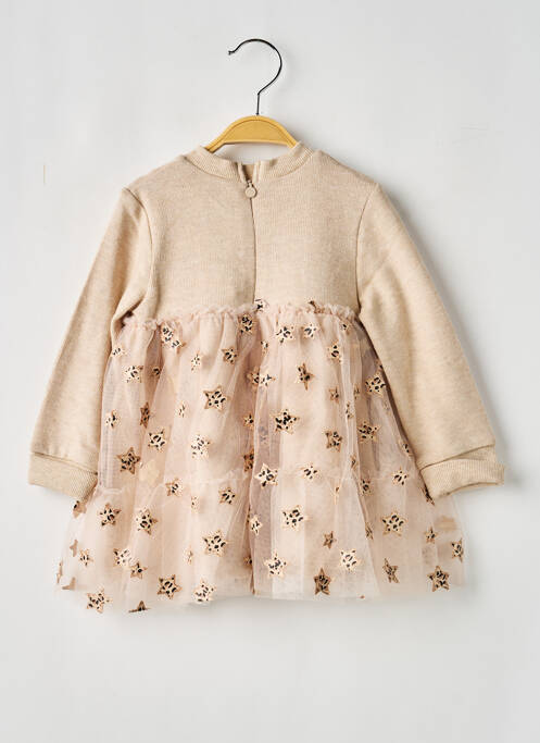 Robe mi-longue fermeture zippée au dos manches longues beige MAYORAL fille