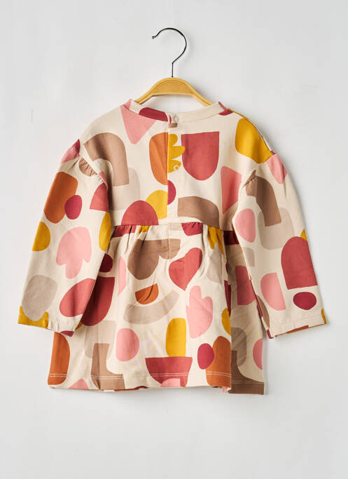 Robe mi-longue col rond manches longues beige MAYORAL fille